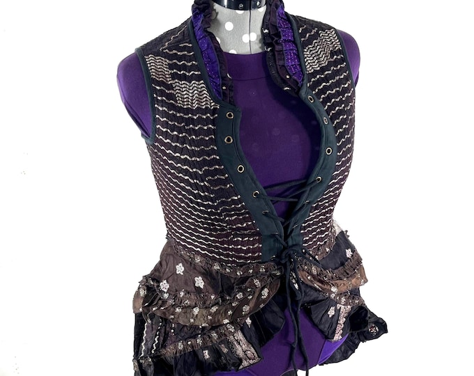 3XL. Isabella Corset Vest Dress; Silk Brocade handmade SKU:2001-9588