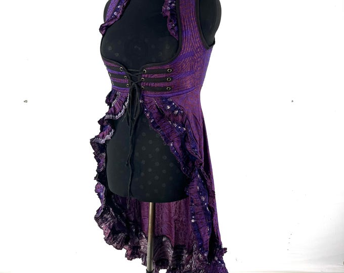 XL. Alaxi Bustier Dress; Under-bust Corset Dress in Vintage Silk Brocade. Cosplay, Larp, Steampunk, Renaissance Festival  SKU:2114-8146