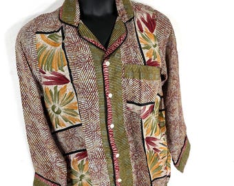 Sheer Sari Silk Pyjamas Set - Matching Lounge Wear with Travel Bag (Medium SKU: 726-10562)