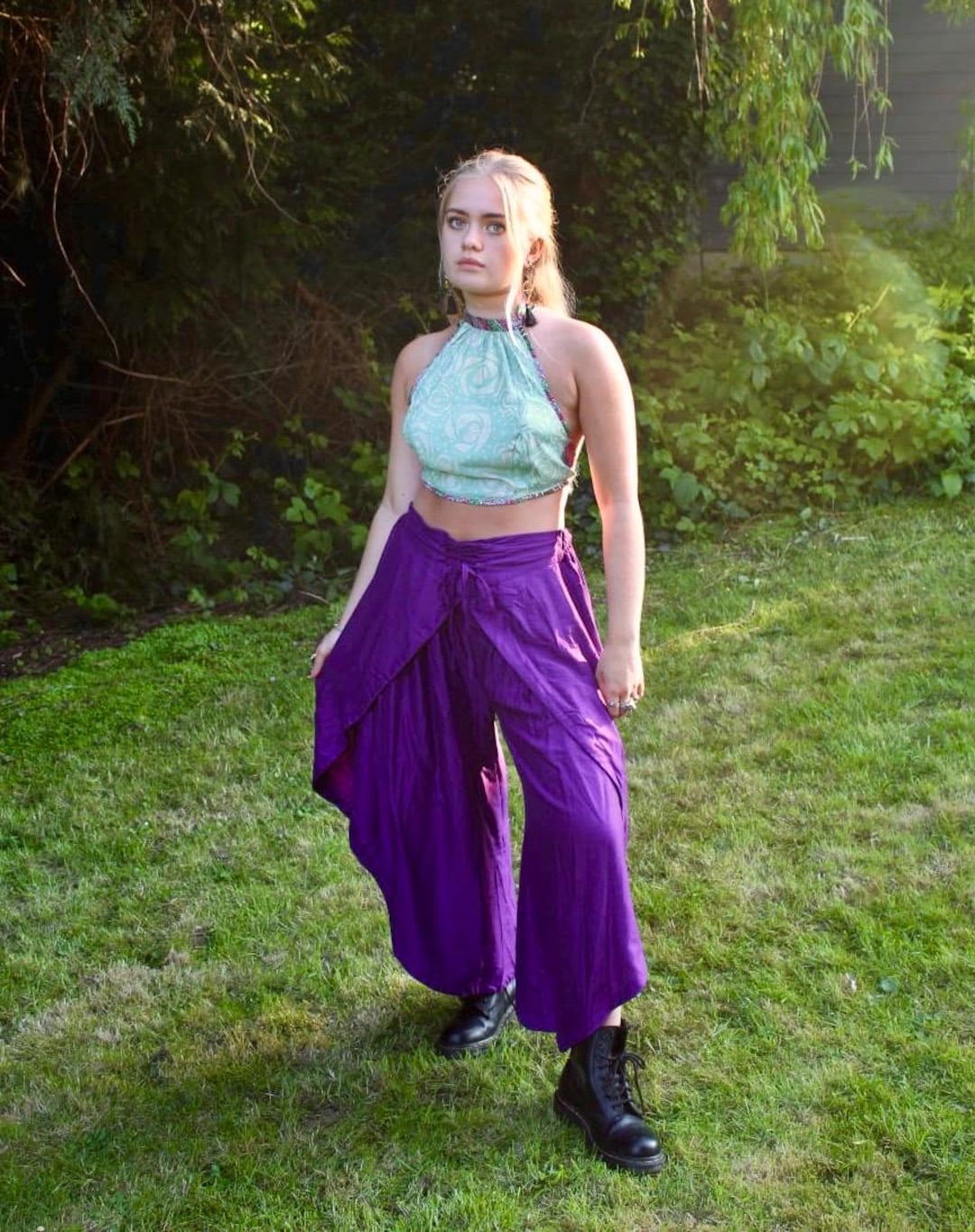 Purple Tulip Palazzo Pants; Rayon Split Open Leg Harem Trouser - Etsy