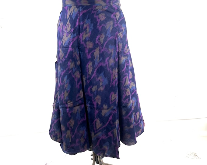 Pahala Midi Wrap Skirt in Upcycled Heavy Silk Brocade Sari. (One Layer A-Line Saree Wrap Skirt)  SKU:2031-10510
