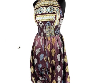 Sadie Silk Pixie Dress. One Size. A Sun Goddess Halter Dress with adjustable Rouches.  SKU:1031-5508