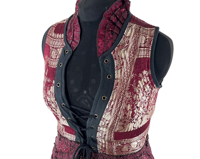 2XL. Isabella Corset Dress in Silk brocade. Perfect for Steampunk, Larp, Tribal & REN events SKU:2001-9594