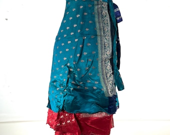 Pemberin Midi Wrap Skirt - Silk Brocade - Two Layer - A-Line - One Size (SKU:2034-8443)