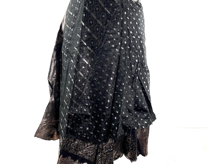Pemberin Midi Wrap Skirt - Silk Brocade - Two Layer - A-Line - One Size (SKU:2034-10474)