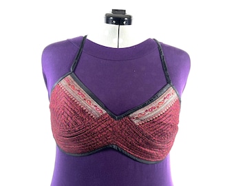 2XL Gia Cross Strap Bra Top, Handmade in Vintage Silk Brocade (SKU:2165-9994)