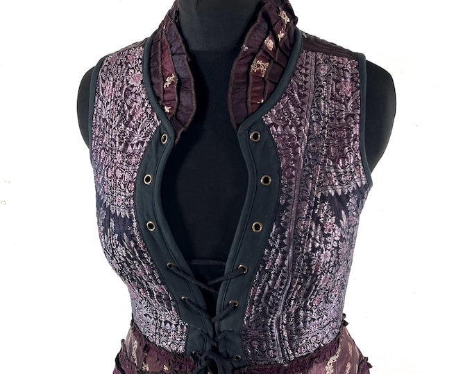 XL. Isabella Corset Dress; handmade in Silk brocade. Perfect for Steampunk, REN, Tribal events & parties SKU:2001-9609