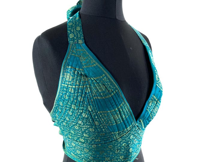 S Phoenix Tribal Top. New cut Bra handmade in Silk Brocade. SKU:1022-9473