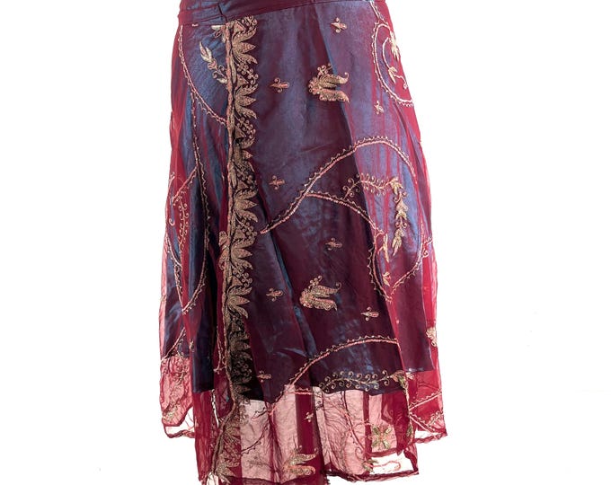Aari Tari Midi Wrap Skirt - 2 layer (SKU:2011-9879)