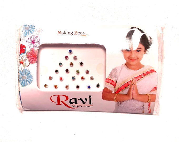 Multi-colour Deluxe Ravi Bindi Pack of 21 Face Jewellery. Face Gem Glitter Festival Party Goth Wedding