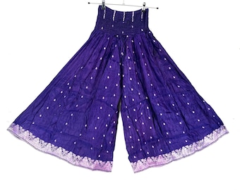 Felicity Culottes in Silk brocade One size pants with Elasticated Waist Wide Leg Palazzo trousers SKU:810-9189