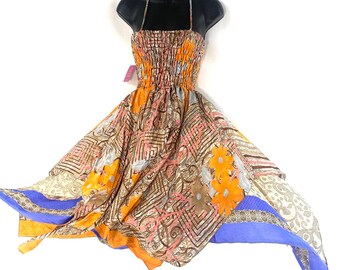 Long Summer Boho Dress. Adeline Silk Fairy. Length 40" in One Size. (The Perfect Tall Girl Summer Dress) SKU:902-4550