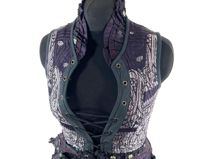L. Isabella Corset Dress; handmade in Silk brocade. Perfect for Steampunk, REN, Tribal events & parties SKU:2001-9619