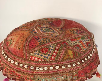 Super size embroidered cushion cover. Handmade traditional Indian vintage fabric. Colourful bohemian pillow cover. Homeware