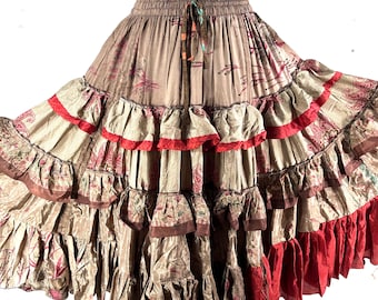 XL Yasmin 25 Yard Skirt - Gypsy Winter Silk - One Size Plus - Boho Maxi SKU:739-8973
