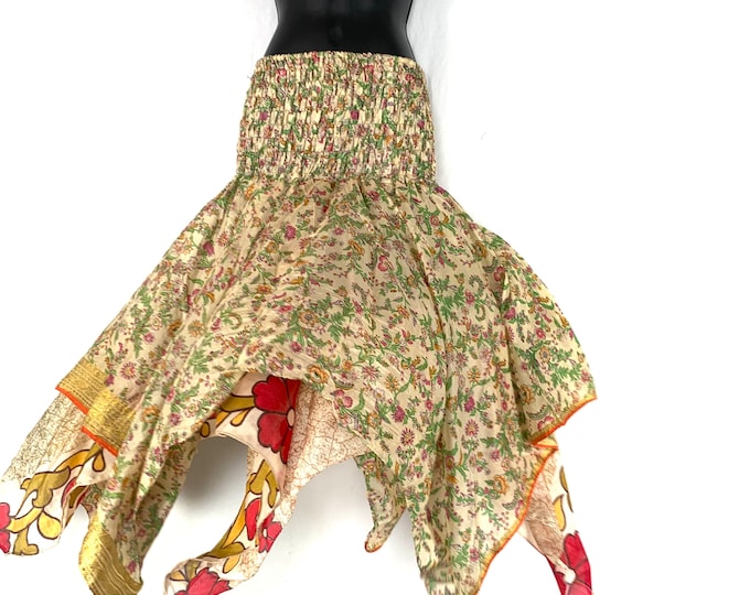 Nina Fairy Skirt One size in Silk. (Length 32"). (a summer handkerchief skirt) SKU:899-6258