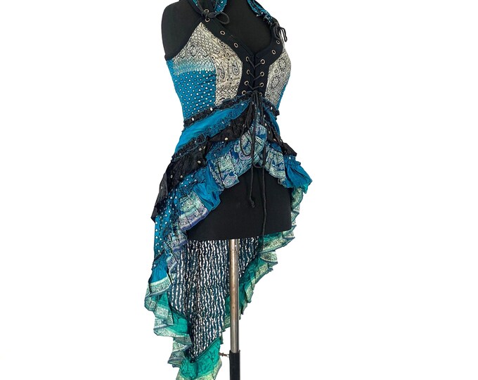 M. Steampunk Corset Dress in Silk brocade. Sophia Corset Dress SKU:2000-2974