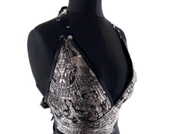 S Phoenix Tribal Top. New cut Bra handmade in Silk Brocade. SKU:1022-9481