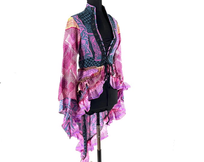 S. Seraphina Corset Dress, Silk, Long Sleeves, Handmade. SKU:1005-9327