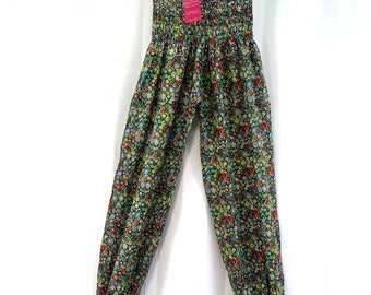 Tania Cotton Pantaloon Harem. One size Adult. Yoga Pants, Gypsy Pants, High Crotch festival pants in Green Red White & Black