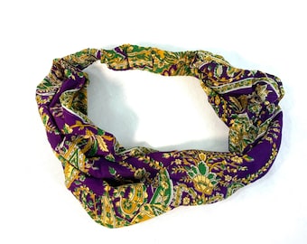 Silk Face Mask Headband - dust-mask, neck-scarf, bandana, scrunchy.  Option to add buttons, FIT Head circumference 19” to 23”