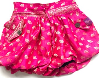 S/M.   Goddess Pocket Shorts, Hot Pants, Yoga, Mini, Rave, Party, Dance, Boho, Bright Pink & Gold  Shorts., Boho