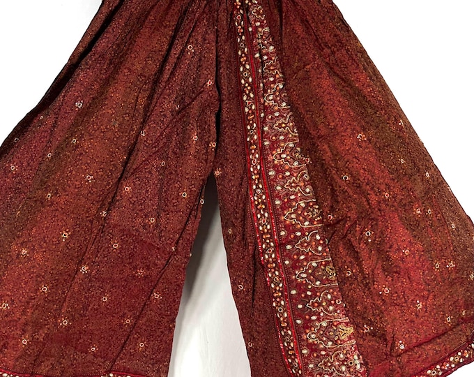 Amy Plus Plus Size Culottes in Silk brocade 2XL trousers Elasticated Waist, great for a fuller figure. (Wide Leg Palazzo Pants) SKU:812-9147