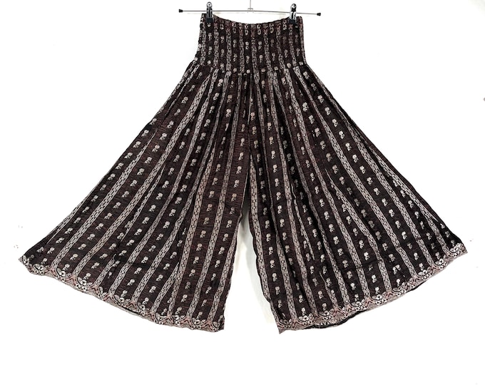 Felicity Culottes in Silk brocade One size pants with Elasticated Waist Wide Leg Palazzo trousers SKU:810-9177