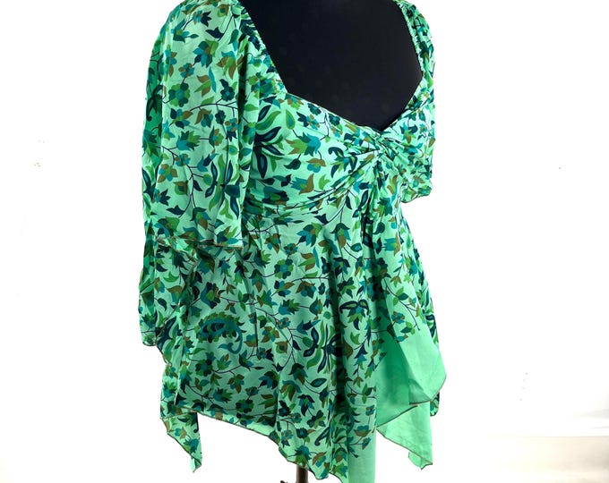 Stevie Boho Floaty Silk Top - Summer Blouse XL Size (SKU:450-10403)