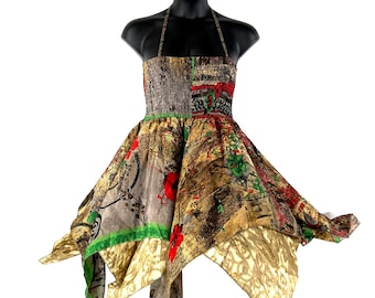 Agetha 2XL Silk Fairy Dress; Max Bust 60”/135cm, Midi length 38"/96cm (SKU:908-7367)