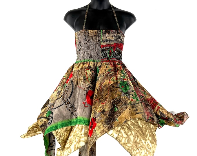 Agetha Plus Plus size Silk Fairy Dress; 2XL bust, Midi length 38" (96cm) The Summer Maternity Dress SKU:908-7367