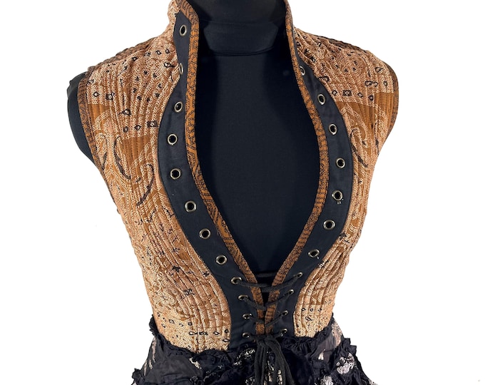 Elegant Vintage Silk Brocade Corset Dress - Size M Isabella SKU:2132-9635
