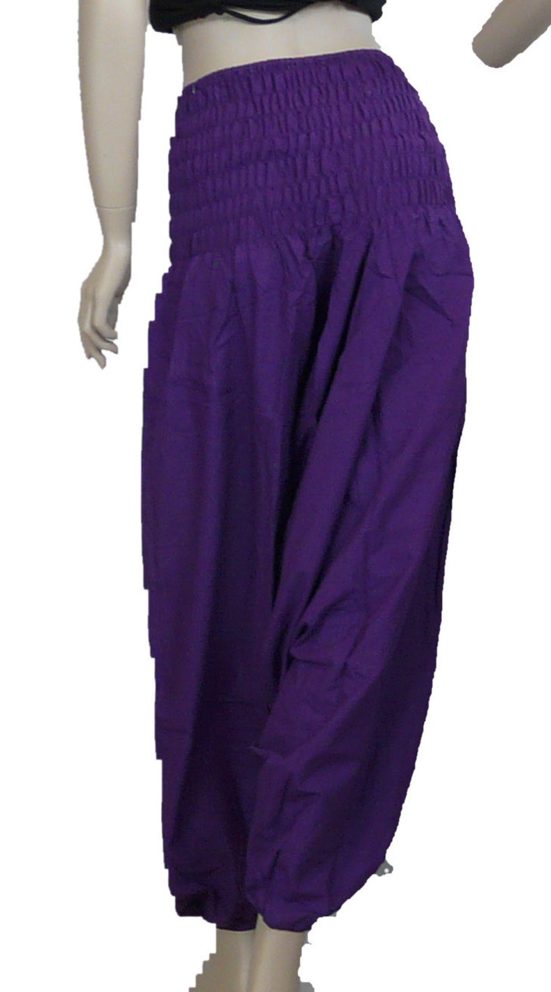 Harem Pants cotton with drop crotch, Purple Afghani Pants. Unisex Ali Baba Trousers Aladdin Pants Yoga Pants image 8