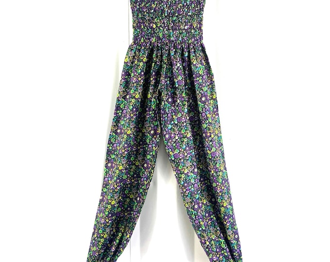 Tania Cotton Pantaloon - Harem Pants - Yellow Purple & Blue (SKU:844-0009)