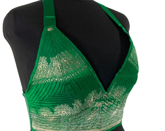 2XL. Phoenix Tribal Top. New cut. Silk brocade, Steampunk Pagan, Bohemian, Larp, Goth, Celtic crop top SKU:1026-5958