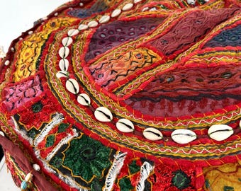 Pouffe Cover. Indian seating - 60 X 35cm. Handmade using traditional vintage fabric. Colourful bohemian pillow cover. Home decor