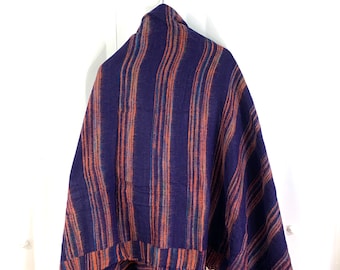 Purple Striped Blanket Scarf Throw, Lightweight Warm Shawl (38"x78")