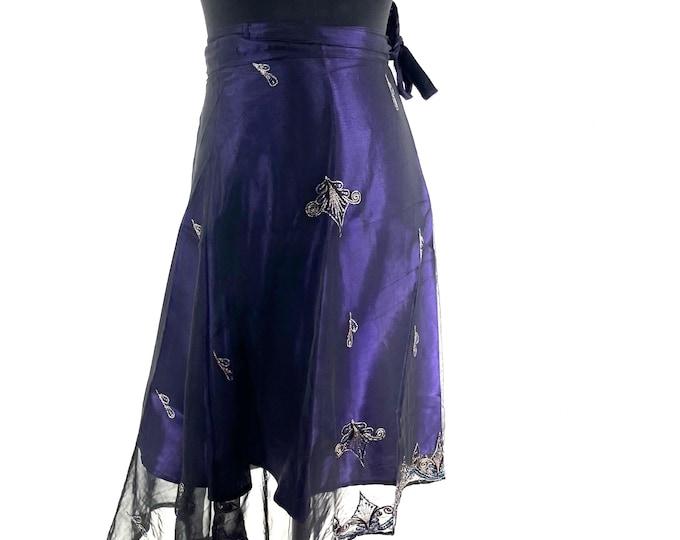 Aari Tari Midi Wrap Skirt - 2 layer handmade (SKU:2011-9884)