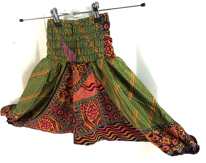 Child Size 3 Silk Harem Pants, Children's Afghans, drop-crotch, Ali Baba, yoga, unisex kids trousers.