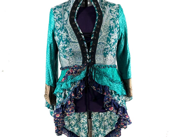 5XL. Seraphina Corset Dress, Silk, Long Sleeves, Handmade.  SKU:1012-9276
