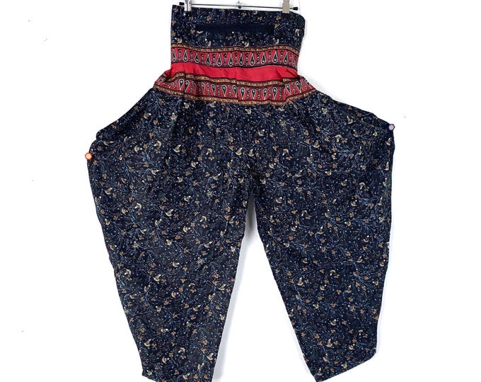 Festival Pants Silk S/M; Palazzo Pants Zip Pocket Trousers, Gypsy Pants High Crotch Harem Pants SKU:800-