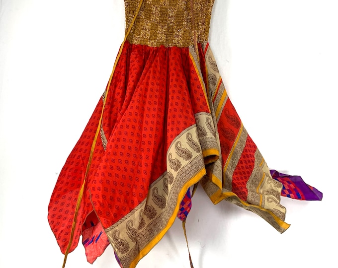 Agetha 60" Bust Silk Fairy Dress; Midi length 38" (96cm) (The Summer Hippy Dress) SKU:908-6268