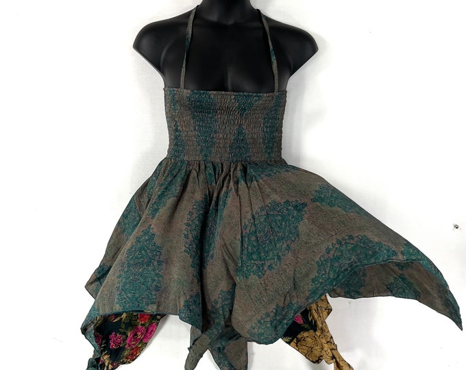 Gina Plus size, Fairy Dress 38" Long  in Summer Silk (An ideal Maternity, Tall Girl Dress) SKU:906-7859