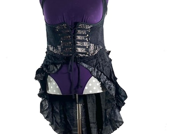 4XL Elisa Bustier Dress; Steampunk Under-bust Long Body Corset in Silk Brocade, (SKU:2004-10232)