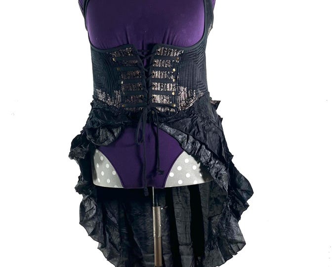 4XL Elisa Bustier Dress; Steampunk Under-bust Long Body Corset in Silk Brocade, (SKU:2004-10232)