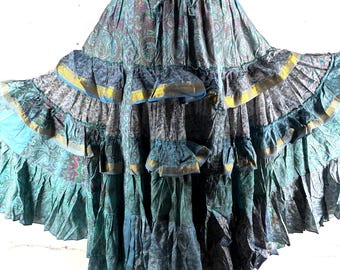Yasmin 25 Yard Skirt - Gypsy Winter Silk - One Size - Boho Maxi SKU:740-9130