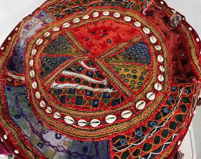 Pouffe Cover. Indian seating - 60 X 35cm. Handmade using traditional vintage fabric. Colourful bohemian pillow cover. Home decor