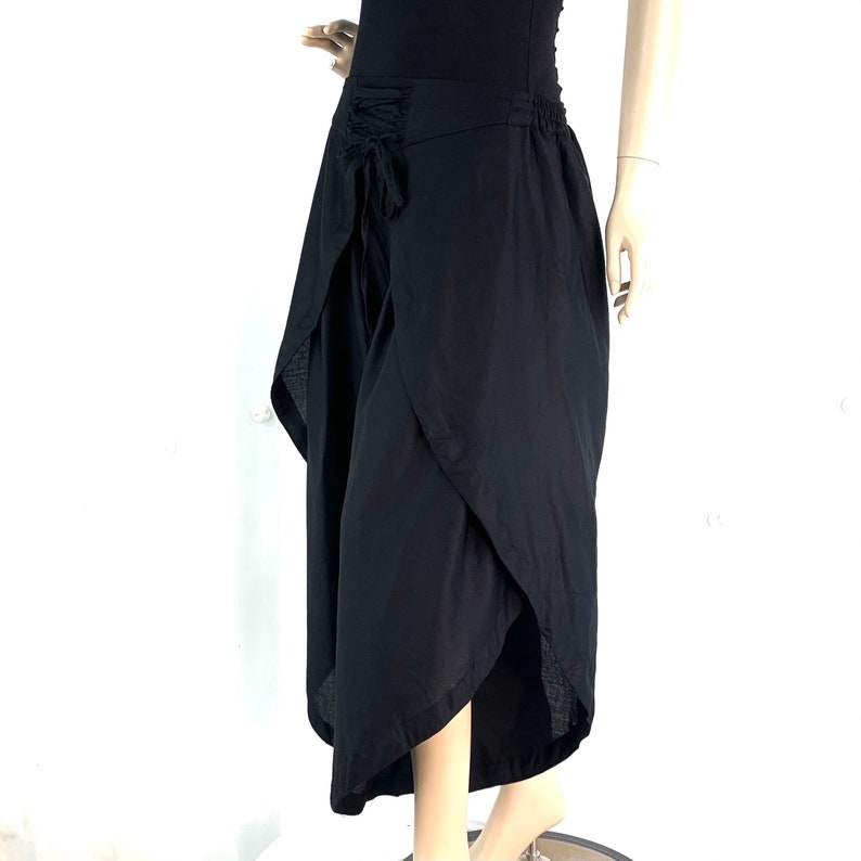 Black Tulip Palazzo Pants in Rayon Split open leg harem trouser image 3