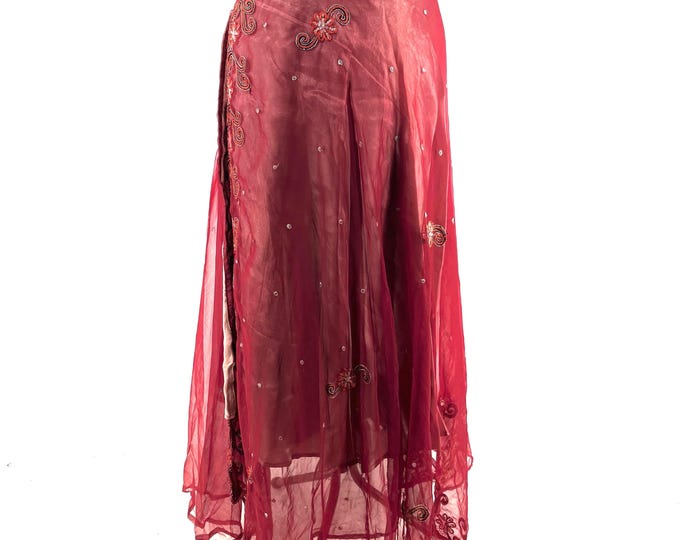 Maxi Wrap Skirt Aari Tari handmade embroidered 2 layer SKU:2012-9893