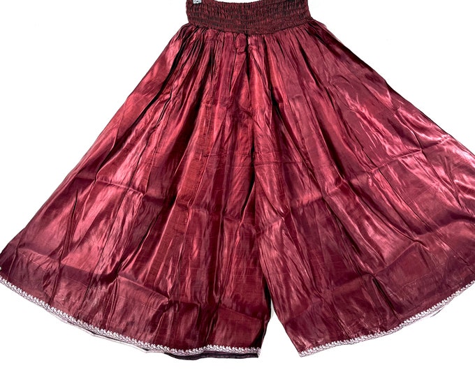 Amy Plus Plus Size Culottes in Silk brocade 2XL trousers Elasticated Waist, great for a fuller figure. (Wide Leg Palazzo Pants) SKU:812-7460